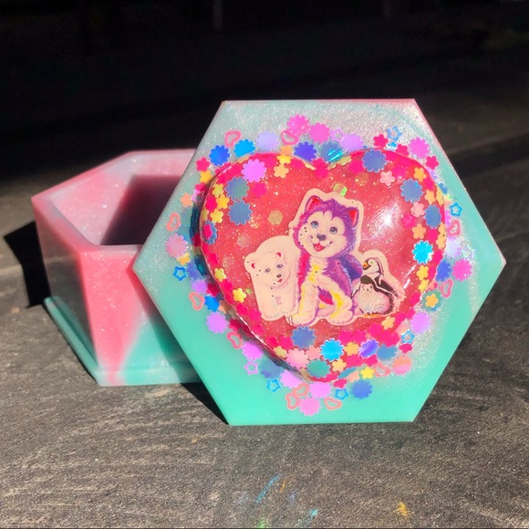 Handmade Lisa Frank Kawaii UV Resin Trinket Box - Picture 4 of 16